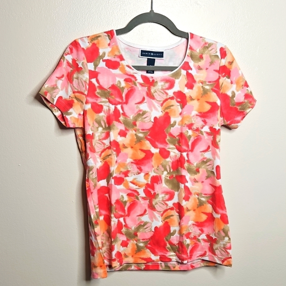 Karen Scott Small Floral Tropical Top